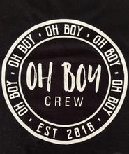 SIGNATURE OH BOY CREW BLACK TEE $25