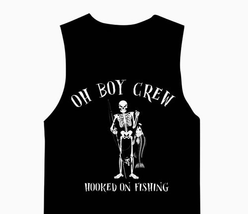 HOOKED ON FISHING BLACK TEE $25