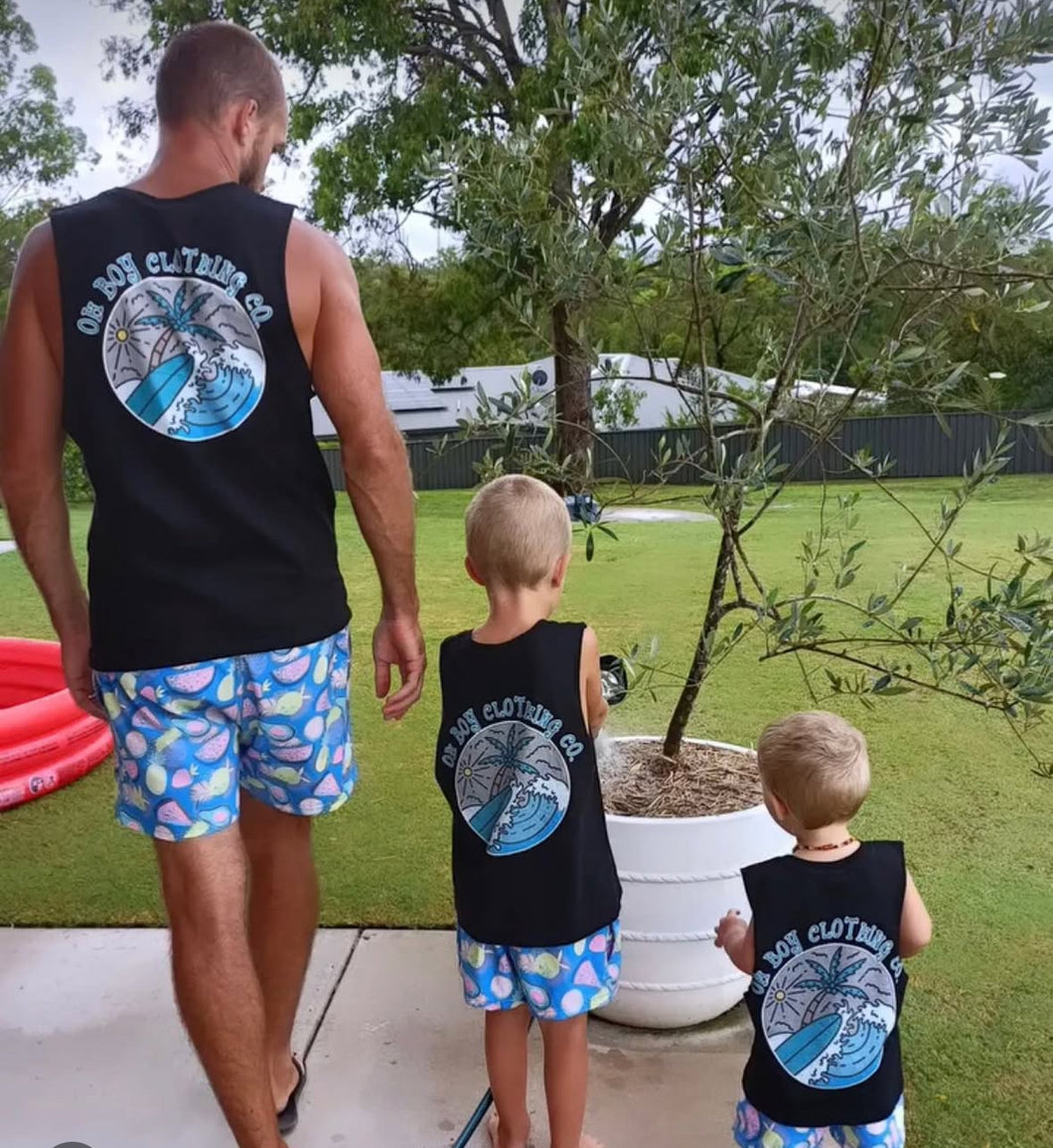 OH BOY CLOTHING SURF TANK BLACK TEE $25