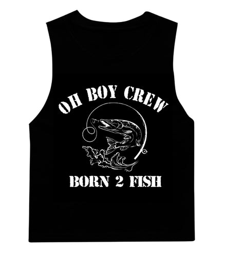 BORN TO FISH BLACK TEE $25